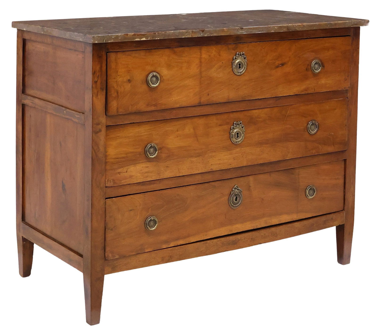 ITALIAN NEOCLASSICAL WALNUT COMMODE FOSSILIFEROUS MARBLE TOP (1 of 5)
