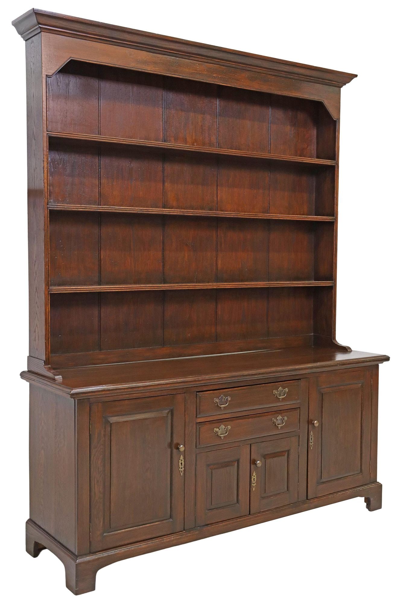 LARGE ENGLISH GEORGIAN STYLE OAK KITCHEN DRESSER (1 of 6)