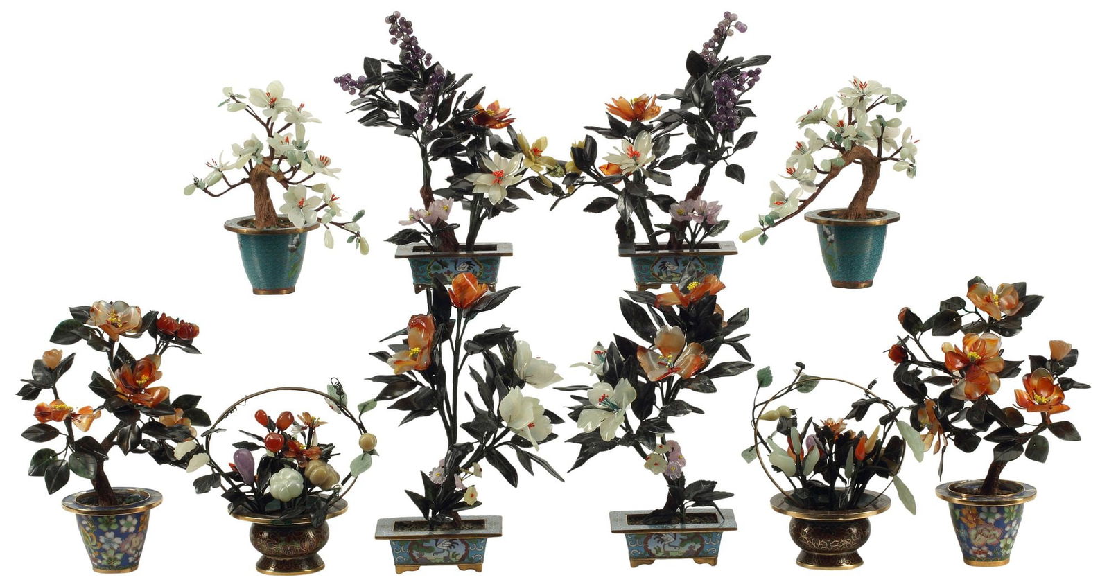 (10) CHINESE HARDSTONE MODELS OF FLOWERING TREES (1 of 5)