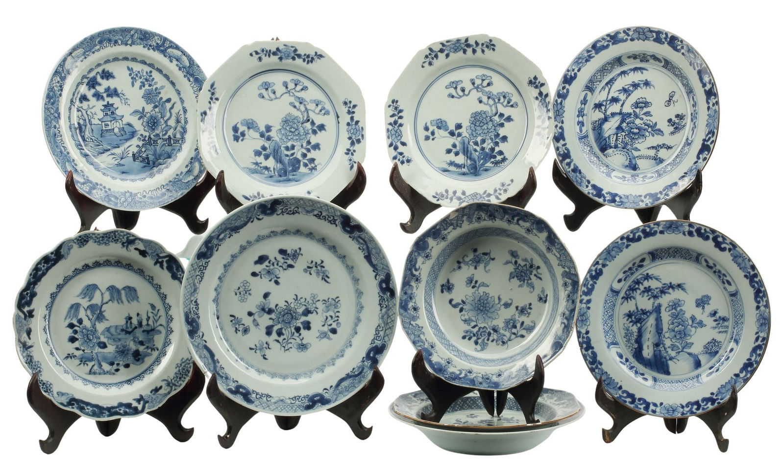 (10) CHINESE EXPORT BLUE & WHITE PORCELAIN PLATES (1 of 3)