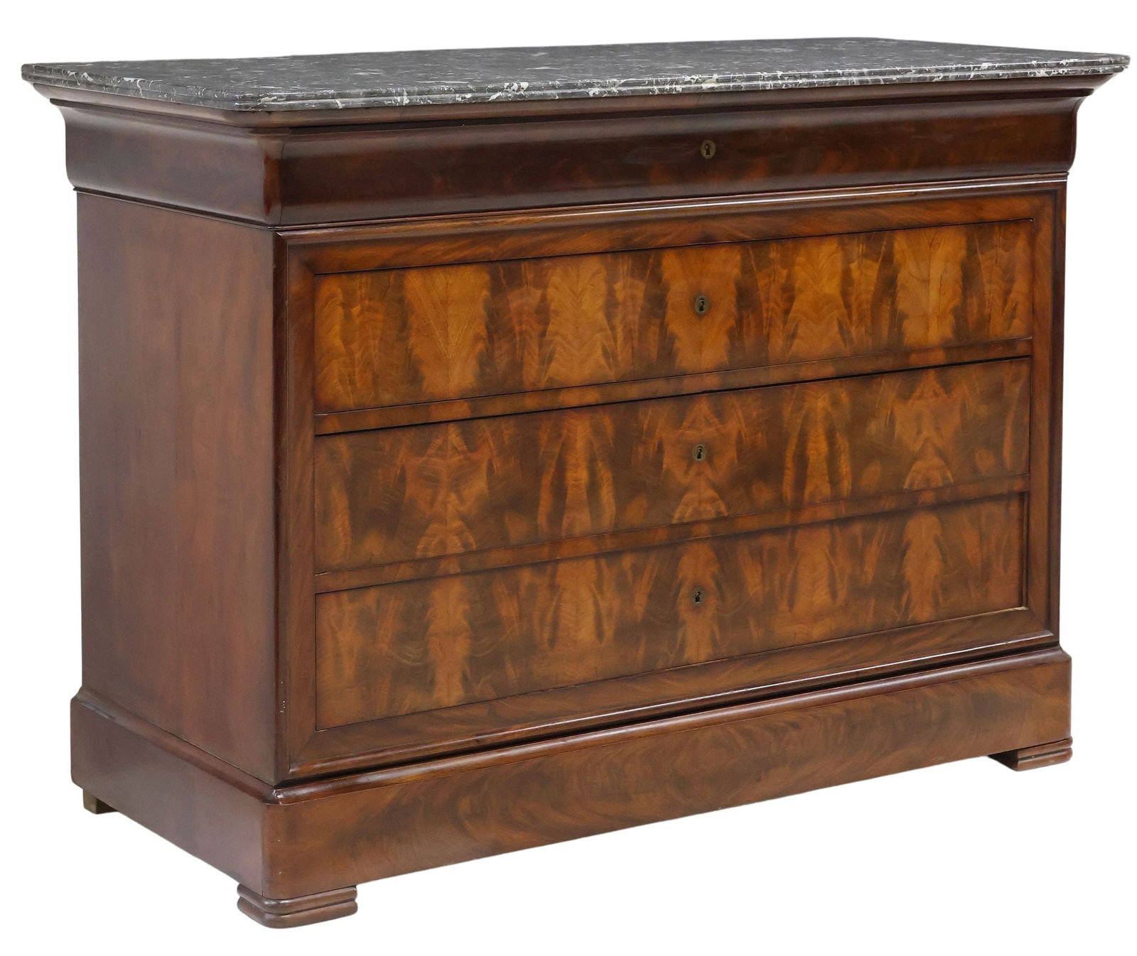 FRENCH LOUIS PHILIPPE MARBLE-TOP MAHOGANY COMMODE (1 of 5)
