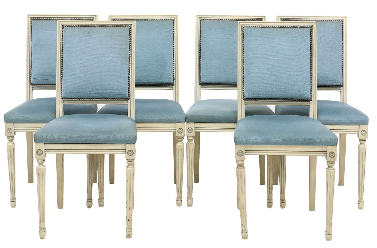 (6) FRENCH LOUIS XVI STYLE WHITE PAINTED DINING CHAIRS (1 of 3)