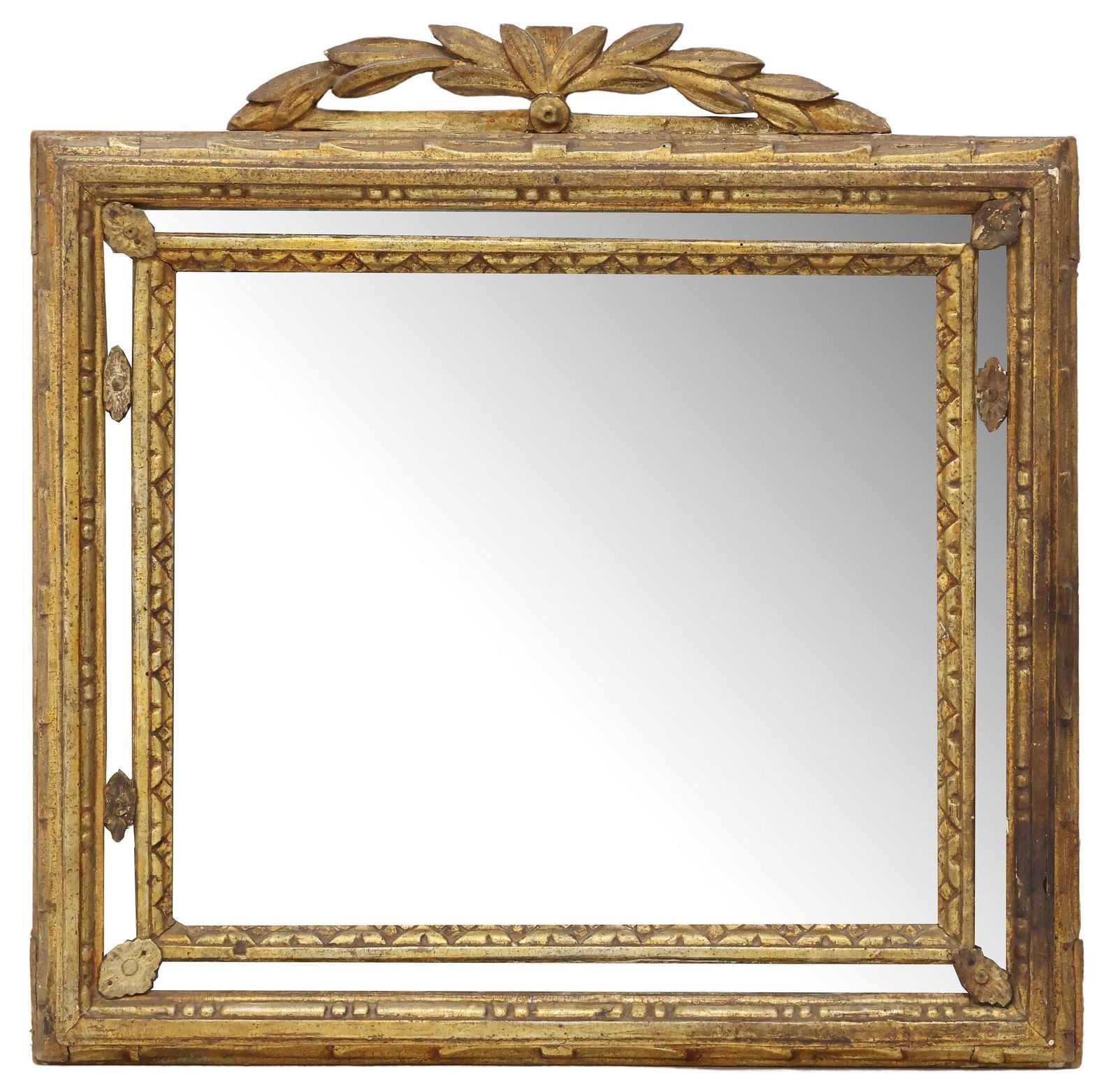 FRENCH LOUIS XVI STYLE GILTWOOD CUSHION WALL MIRROR (1 of 3)