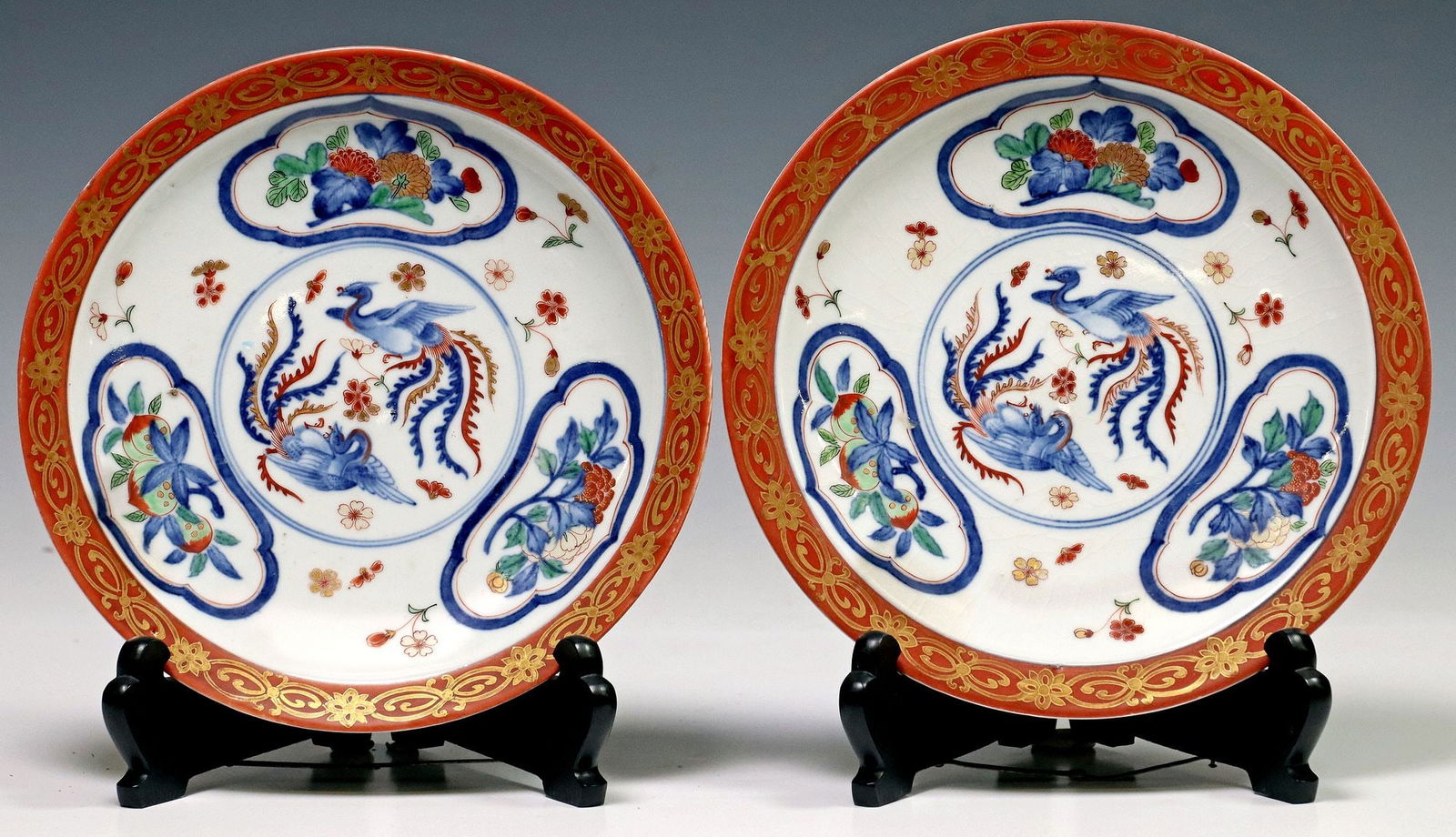 (2) JAPANESE IMARI PALETTE PORCELAIN PLATES (1 of 4)