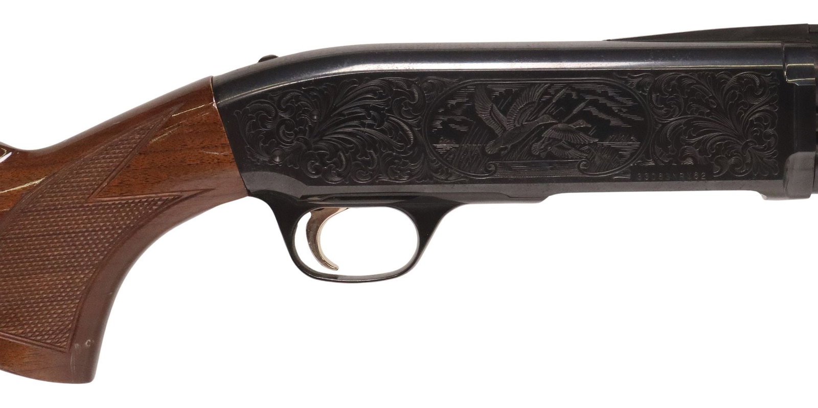 BROWNING 20GA PUMP SHOTGUN, FIELD MODEL, ENGRAVED RECEIVERS: Browning BPS Field Model Shotgun, Japan, Slide Action, 20 gauge, 2.75' and 3' shells, 28" vent rib barrel with bead front and rear sights, finely engraver receiver with scrolling and game birds, gilt 