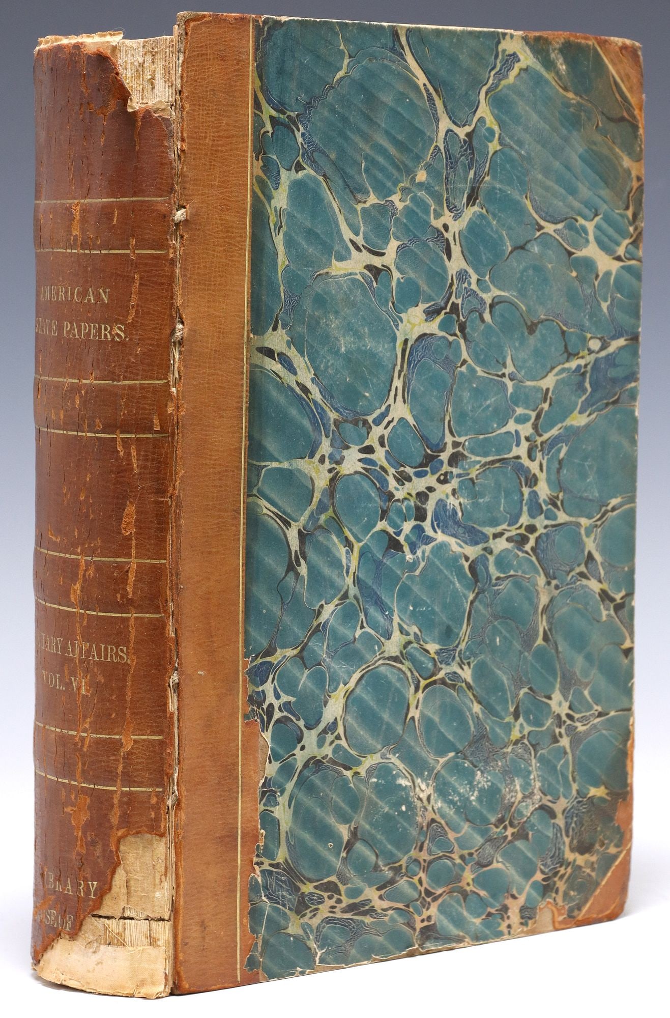 U.S. CONGRESS BOOK WITH FOLD-OUT PAPERS: 'AMERICAN STATE PAPERS VOL. VI. MILITARY AFFAIRS,: United States Congress book with fold-out papers: "American State Papers; Volume VI Military Affairs," edited by Asbury Dickins (former Secretary of the Senate) and John 