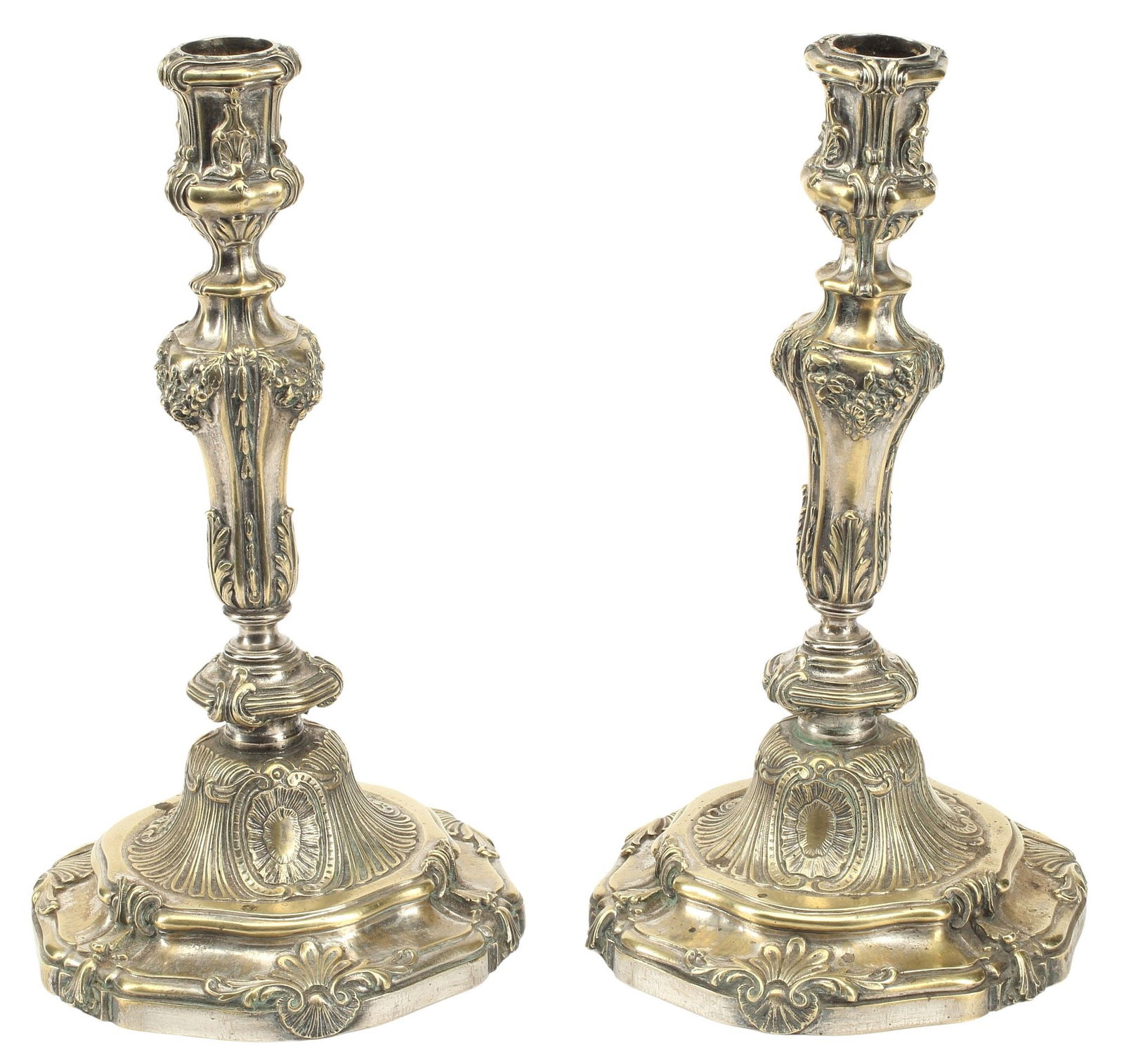 (2) LOUIS XV STYLE SILVERPLATE CANDLESTICKS (1 of 4)