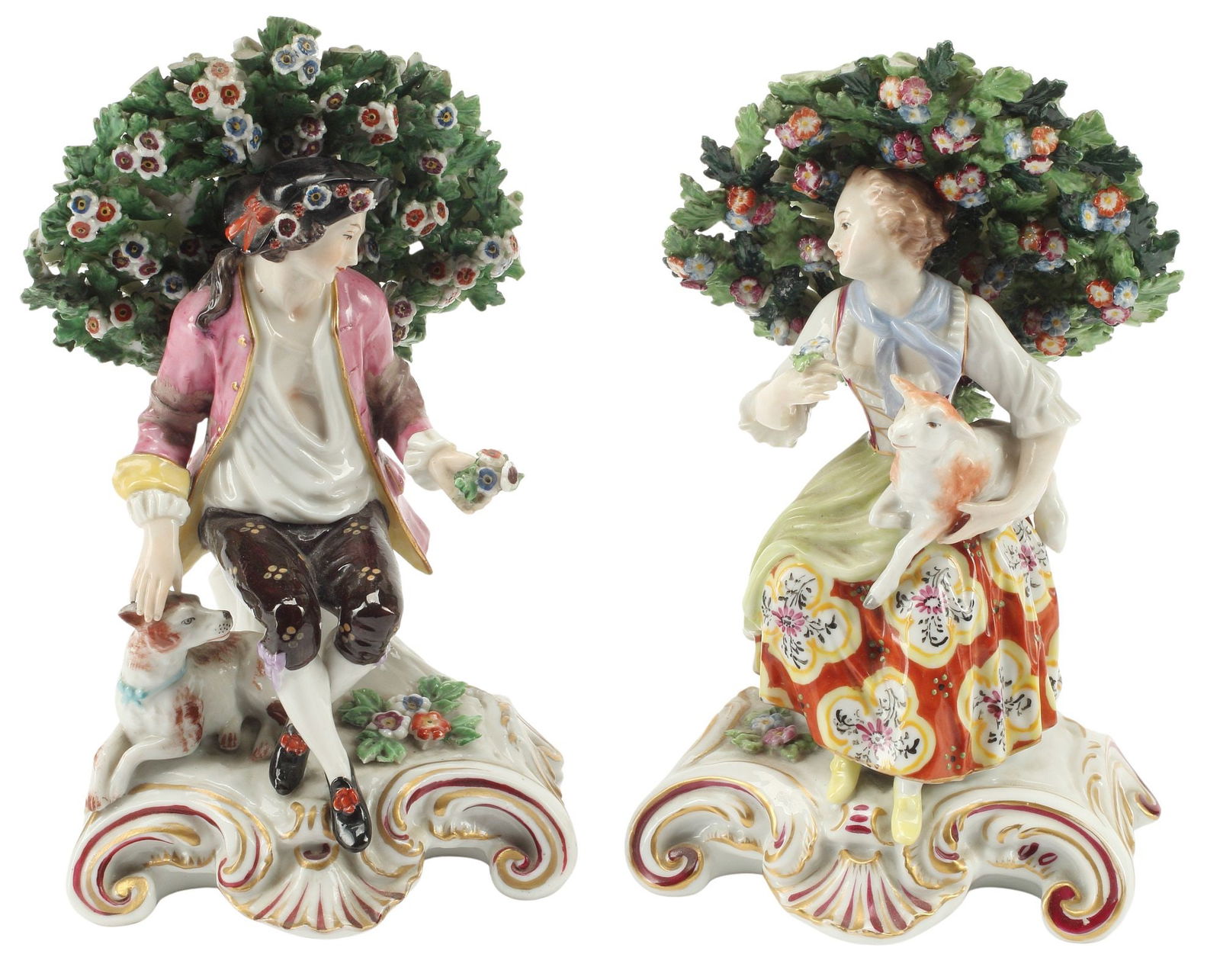 (2) ANTIQUE DERBY STYLE PORCELAIN BOCAGE FIGURES (1 of 7)
