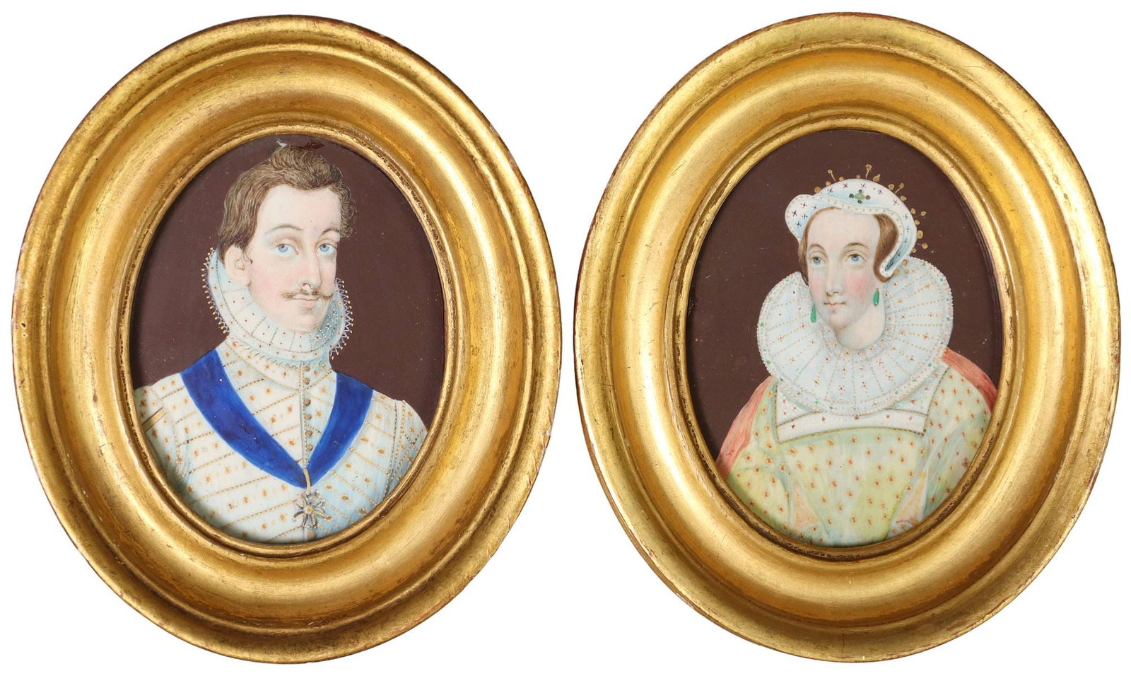 (2) PORTRAIT MINIATURES GENTLEMAN & LADY IN SIXTEENTH CENTURY DRESS (1 of 5)