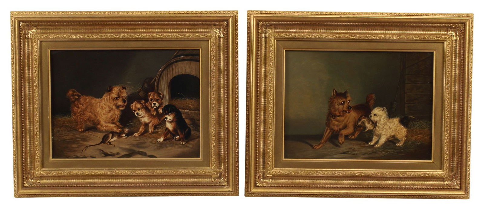 (2) AFTER EDWIN LODER OF BATH (1827-1885) PAINTINGS OF TERRIERS (1 of 4)