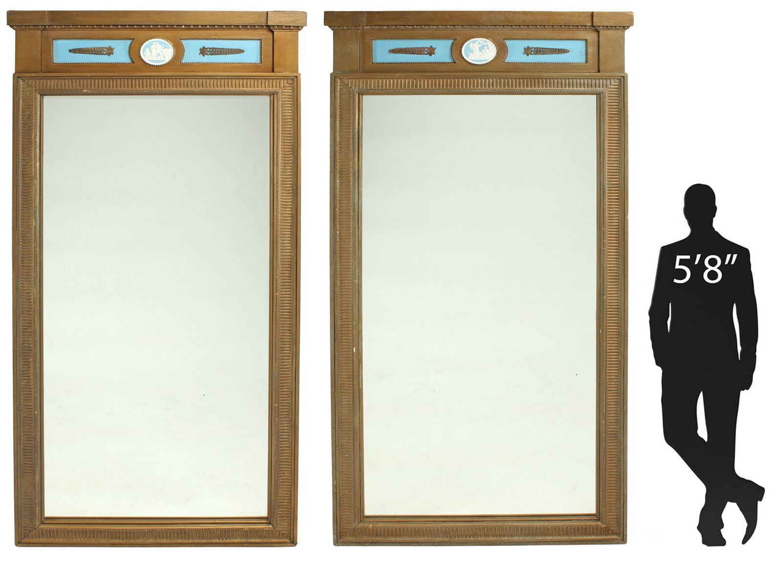 (2) MONUMENTAL NEOCLASSICAL STYLE PAINTED MIRRORS, 110" X 48" (1 of 10)