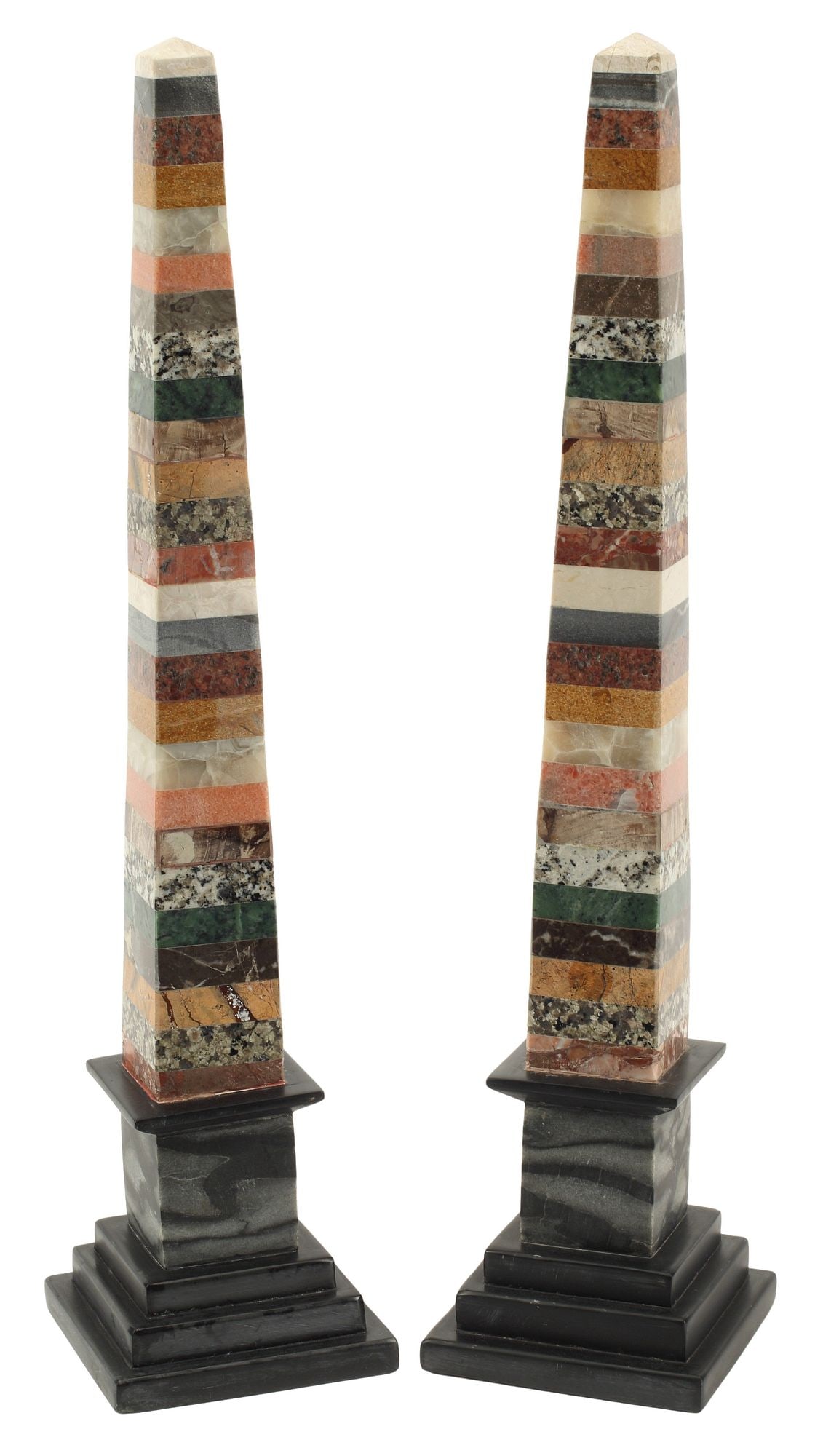 (2) GRAND TOUR STYLE SPECIMEN MARBLE OBELISKS 21" (1 of 4)