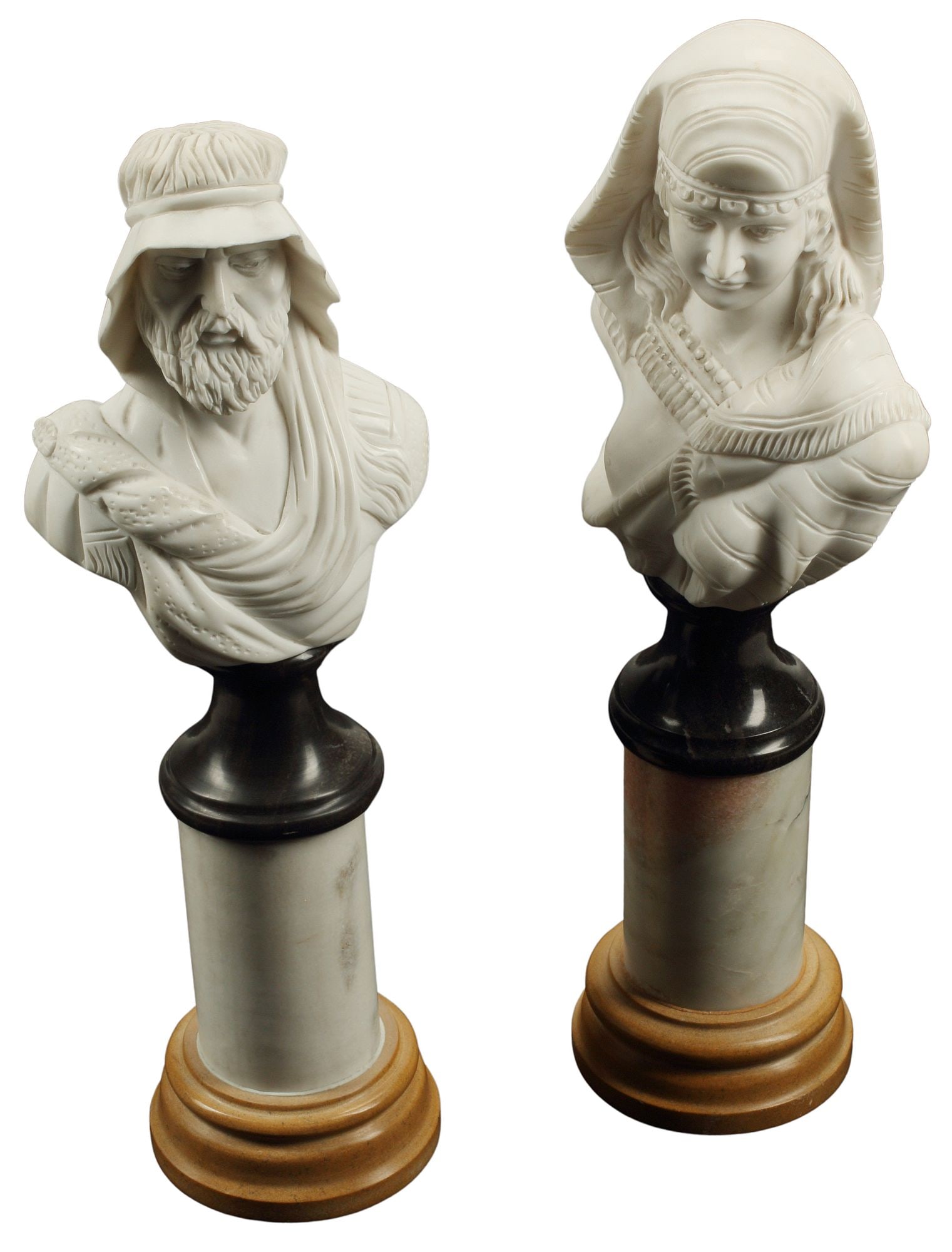 (2) GRAND TOUR STYLE MARBLE BUSTS ON PEDESTALS, PLATO & SHULAMITE (1 of 7)