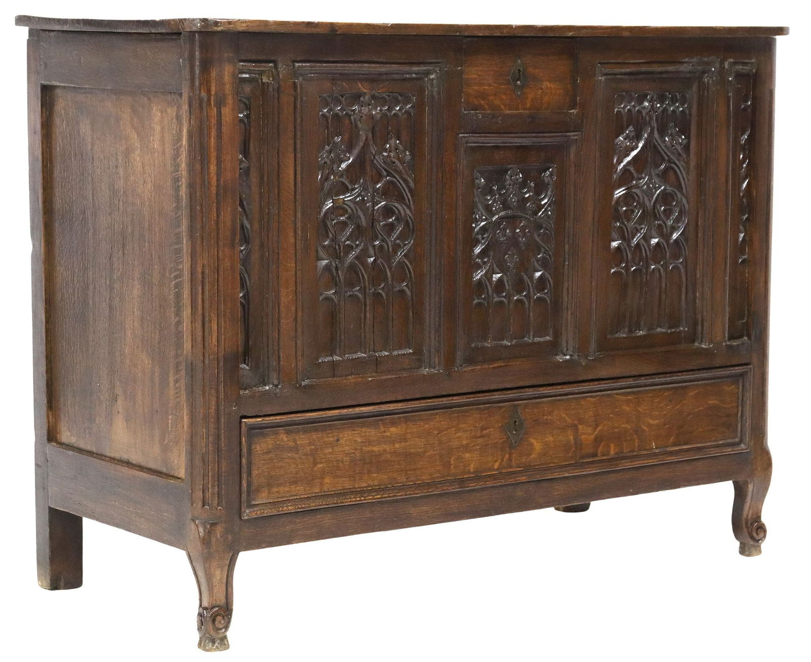 FRENCH GOTHIC REVIVAL OAK BREAD CHEST/DOUGH BIN, 18TH/19THC. (1 of 6)