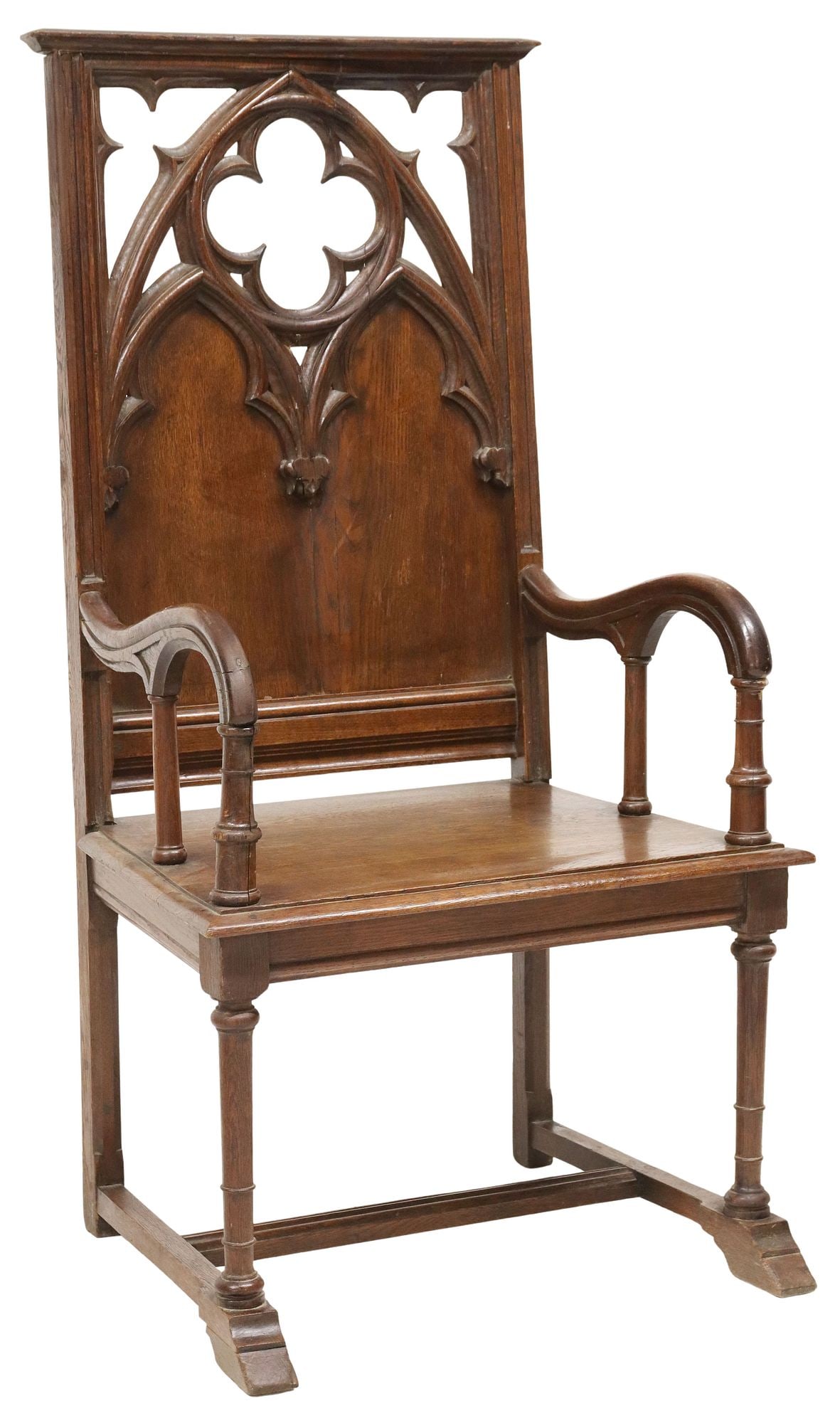 FRENCH GOTHIC REVIVAL CARVED OAK ARMCHAIR (1 of 3)