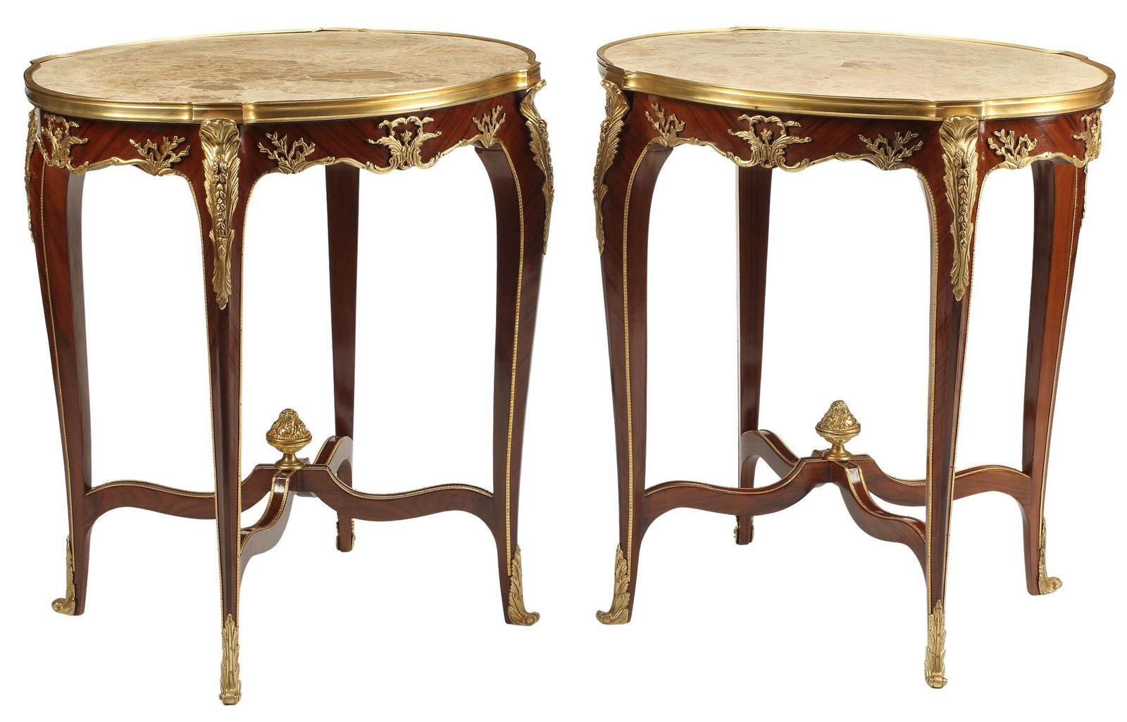 (2) LOUIS XV STYLE ORMOLU-MOUNTED & MARBLE-INSET TABLES (1 of 4)
