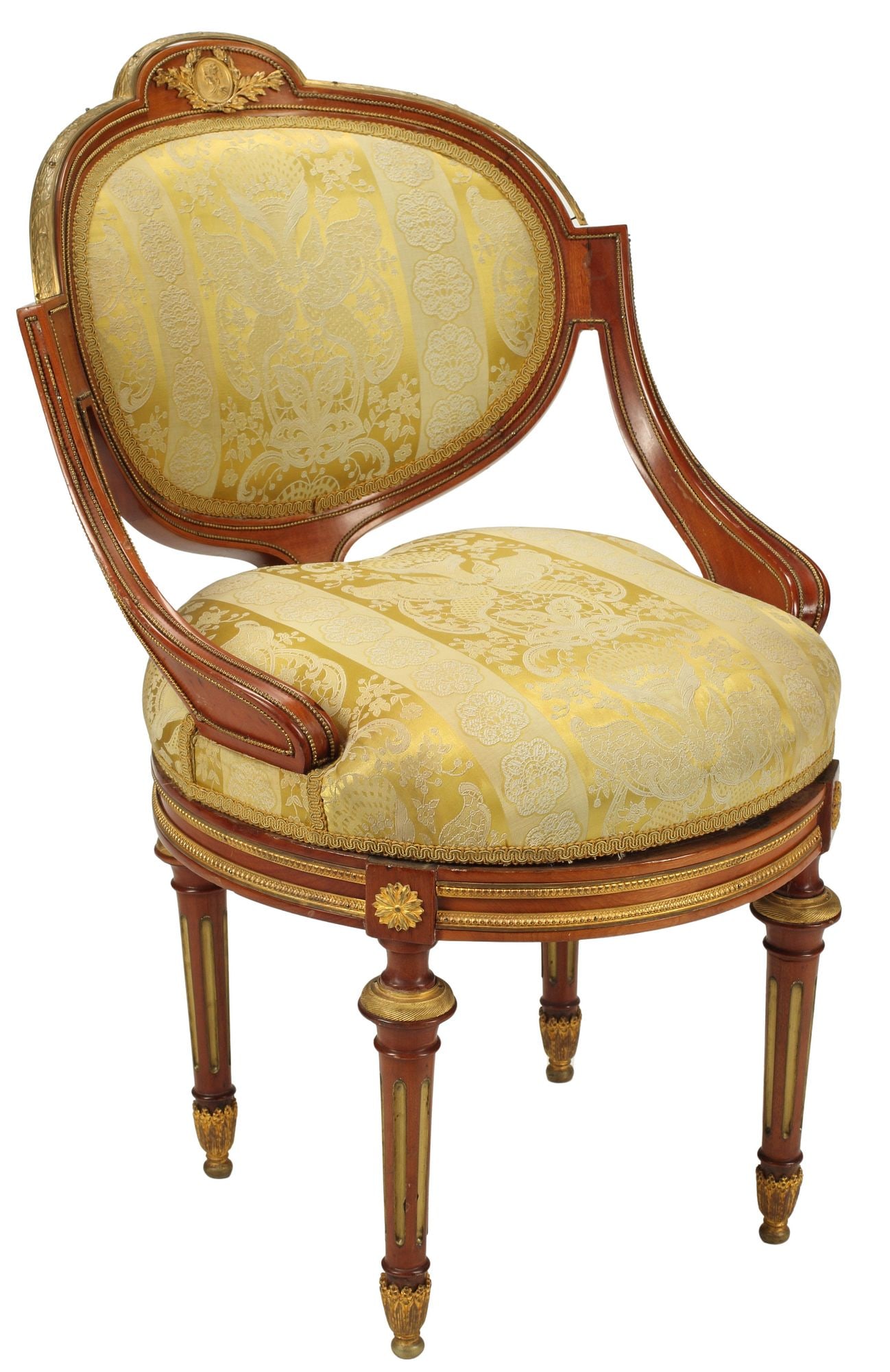 FRENCH DIRECTOIRE STYLE ORMOLU-MOUNTED ROTATING/SWIVEL CHAIR (1 of 5)