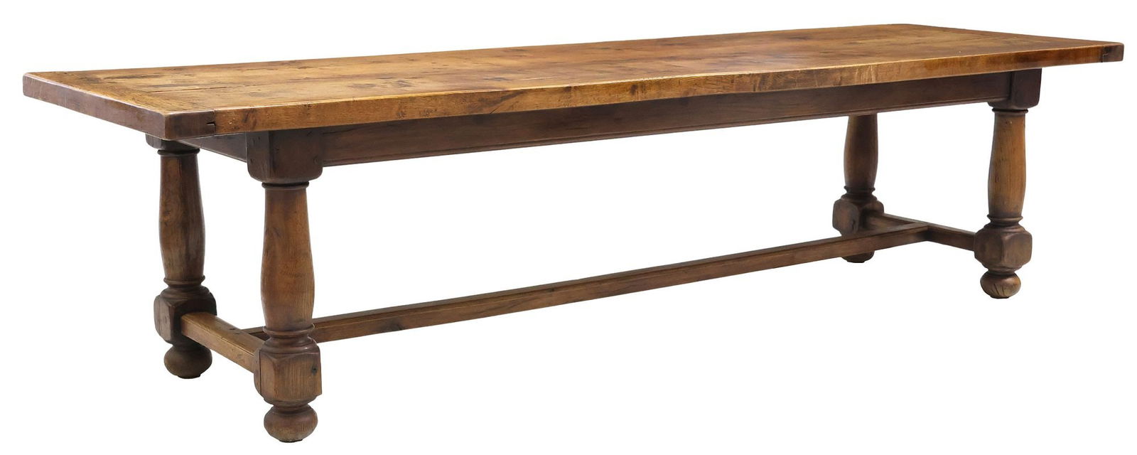 FRENCH PROVINCIAL OAK FARMHOUSE TABLE, 114.5"L (1 of 4)