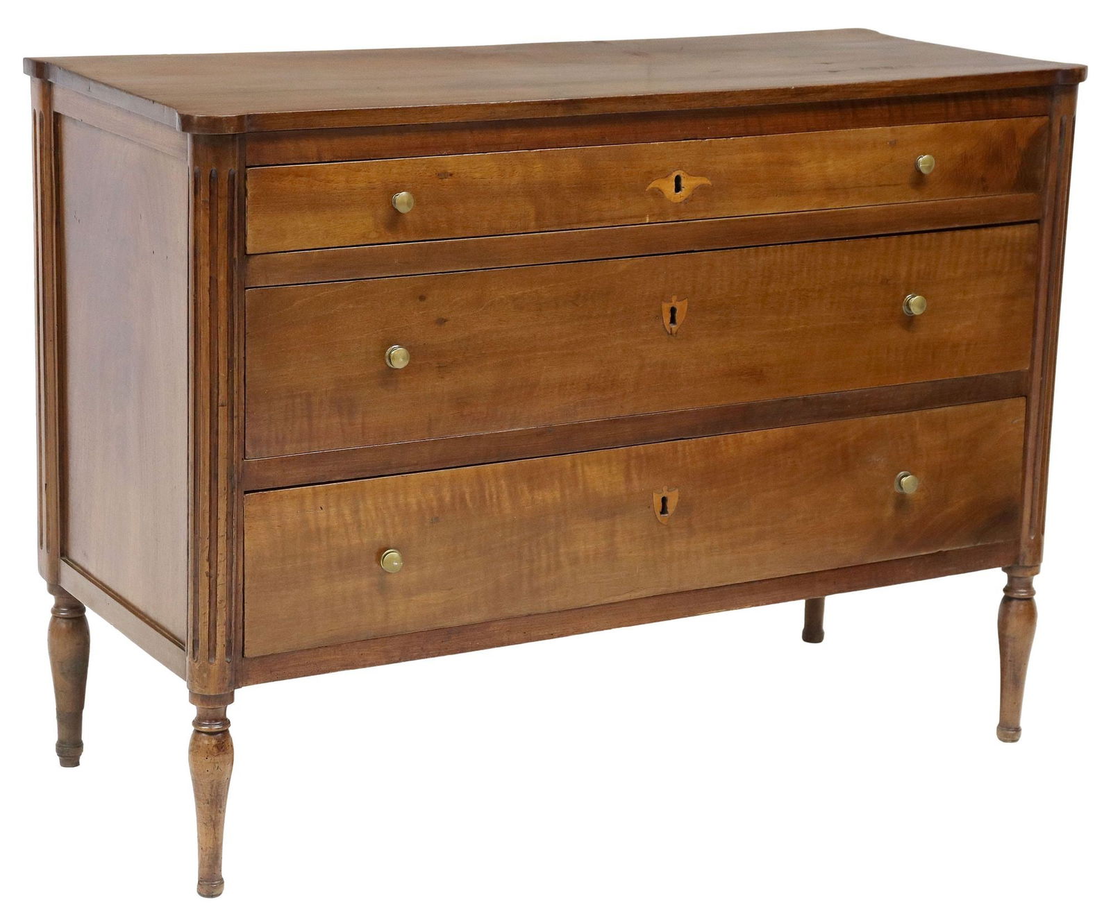 CONTINENTAL LOUIS XVI STYLE 3-DRAWER WALNUT COMMODE (1 of 5)