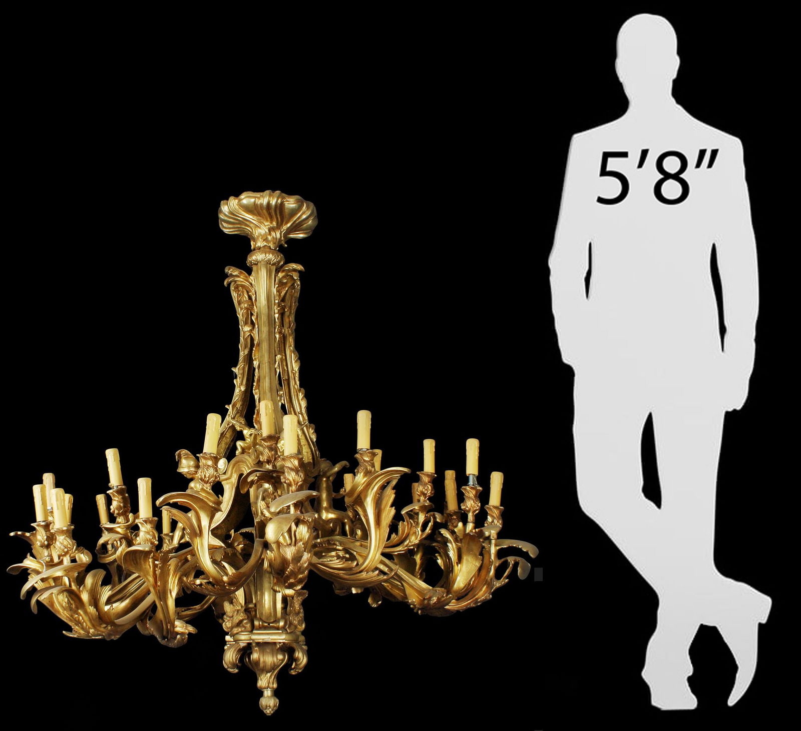 MONUMENTAL LOUIS XV STYLE BRONZE DORE 24-LIGHT CHANDELIER (1 of 10)