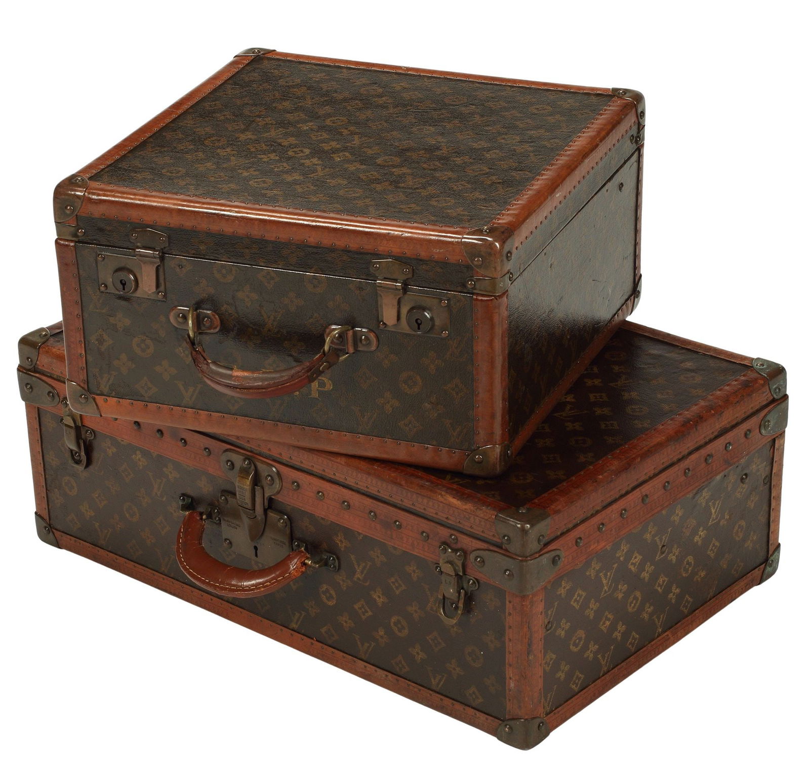 (2) VINTAGE LOUIS VUITTON MONOGRAM CANVAS HARD-SIDED SUITCASES (1 of 10)