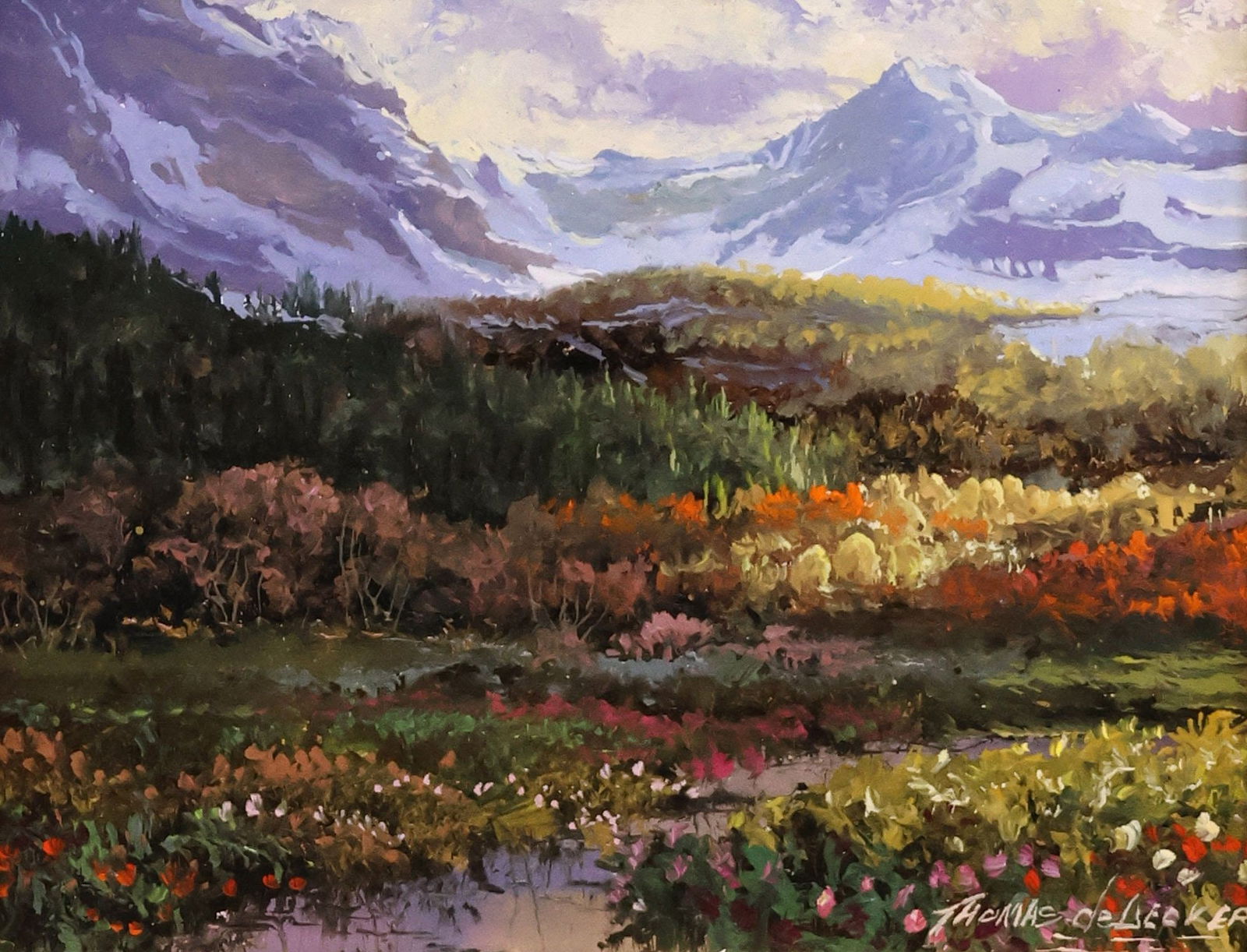 THOMAS deDECKER (B.1951) LANDSCAPE PAINTING, 'MOUNTAIN VALLEY,' 8" X 10" (1 of 5)