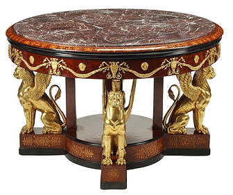 EXCEPTIONAL EMPIRE STYLE ORMOLU-MOUNTED CENTER TABLE, 57"DIAM (1 of 9)