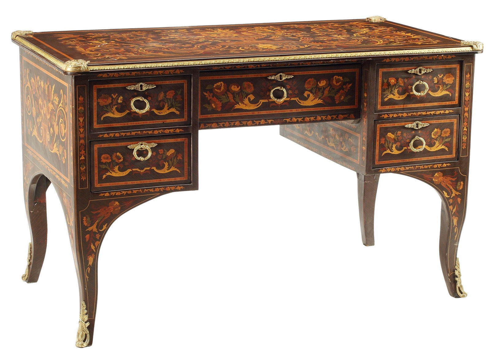 LOUIS XV STYLE ORMOLU-MOUNTED MARQUETRY BUREAU PLAT (1 of 5)