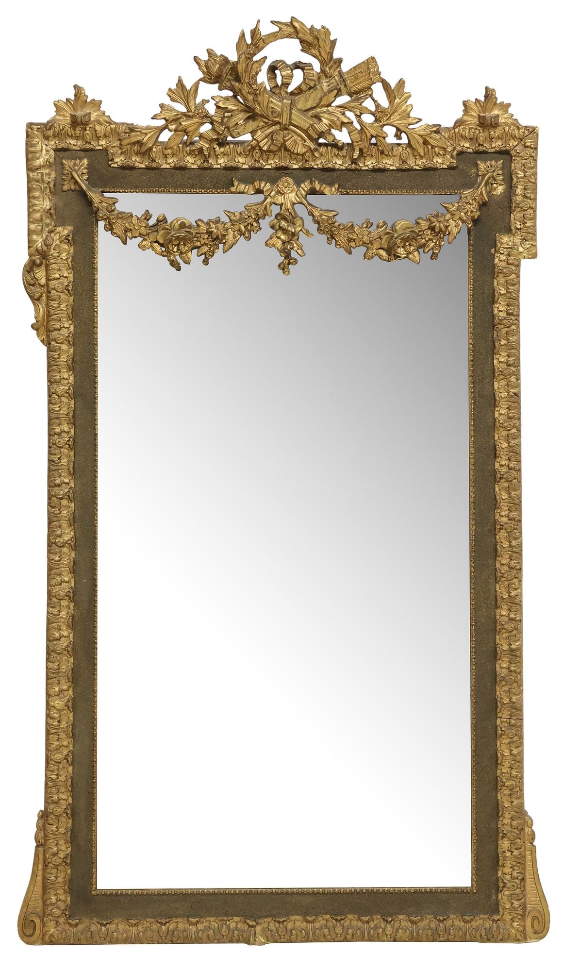FRENCH LOUIS XVI STYLE GILT WALL MIRROR, 61.5" X 36" (1 of 3)