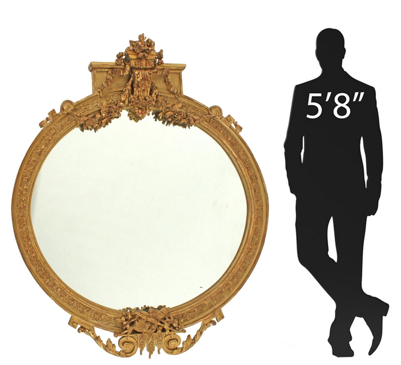 MONUMENTAL LOUIS XVI STYLE GILT MIRROR, 67" X 62" (1 of 6)