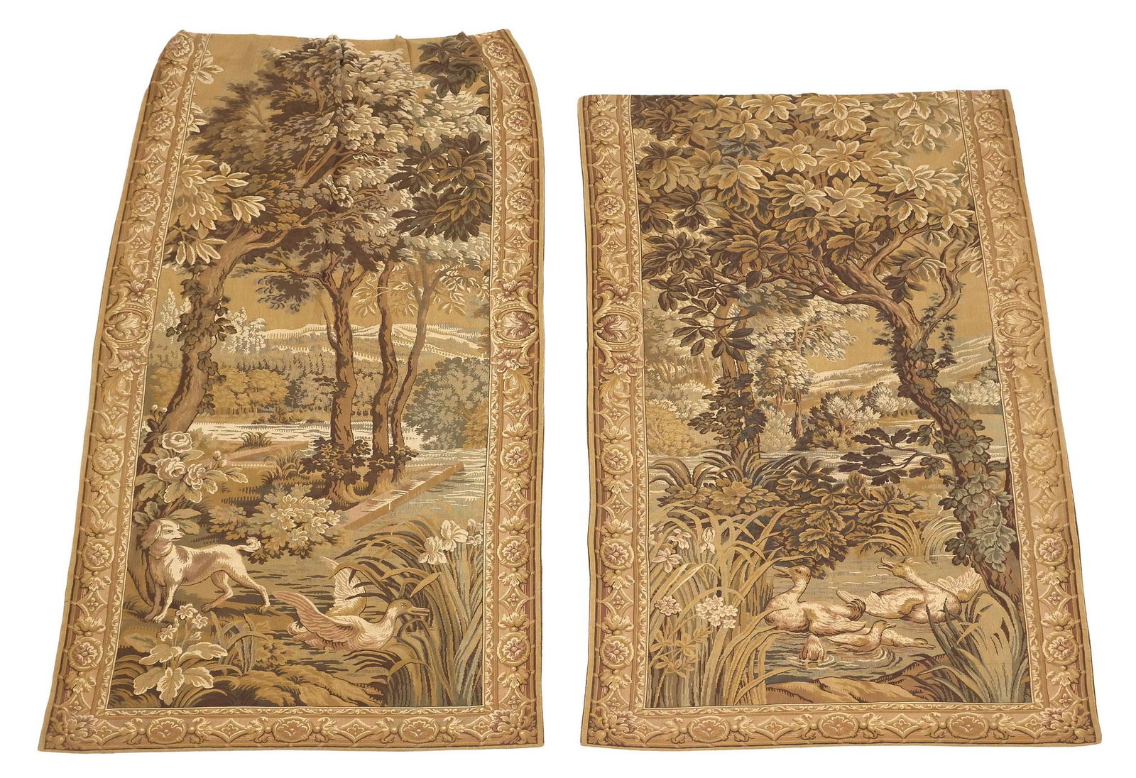 (2) FRENCH VERDURE WOVEN TAPESTRIES, PASTORAL LANDSCAPES (1 of 4)