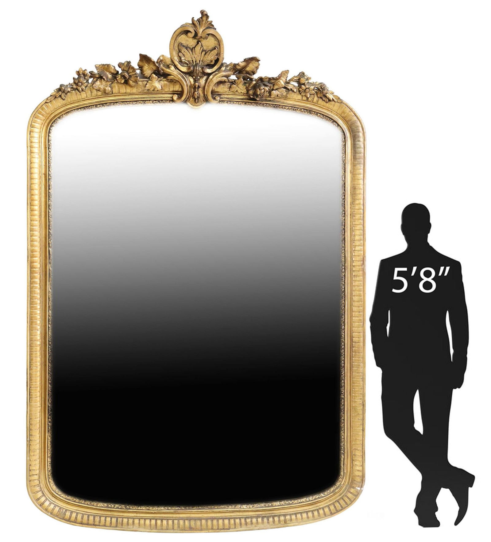 MONUMENTAL LOUIS PHILIPPE GILTWOOD MIRROR, 91" X 59" (1 of 3)