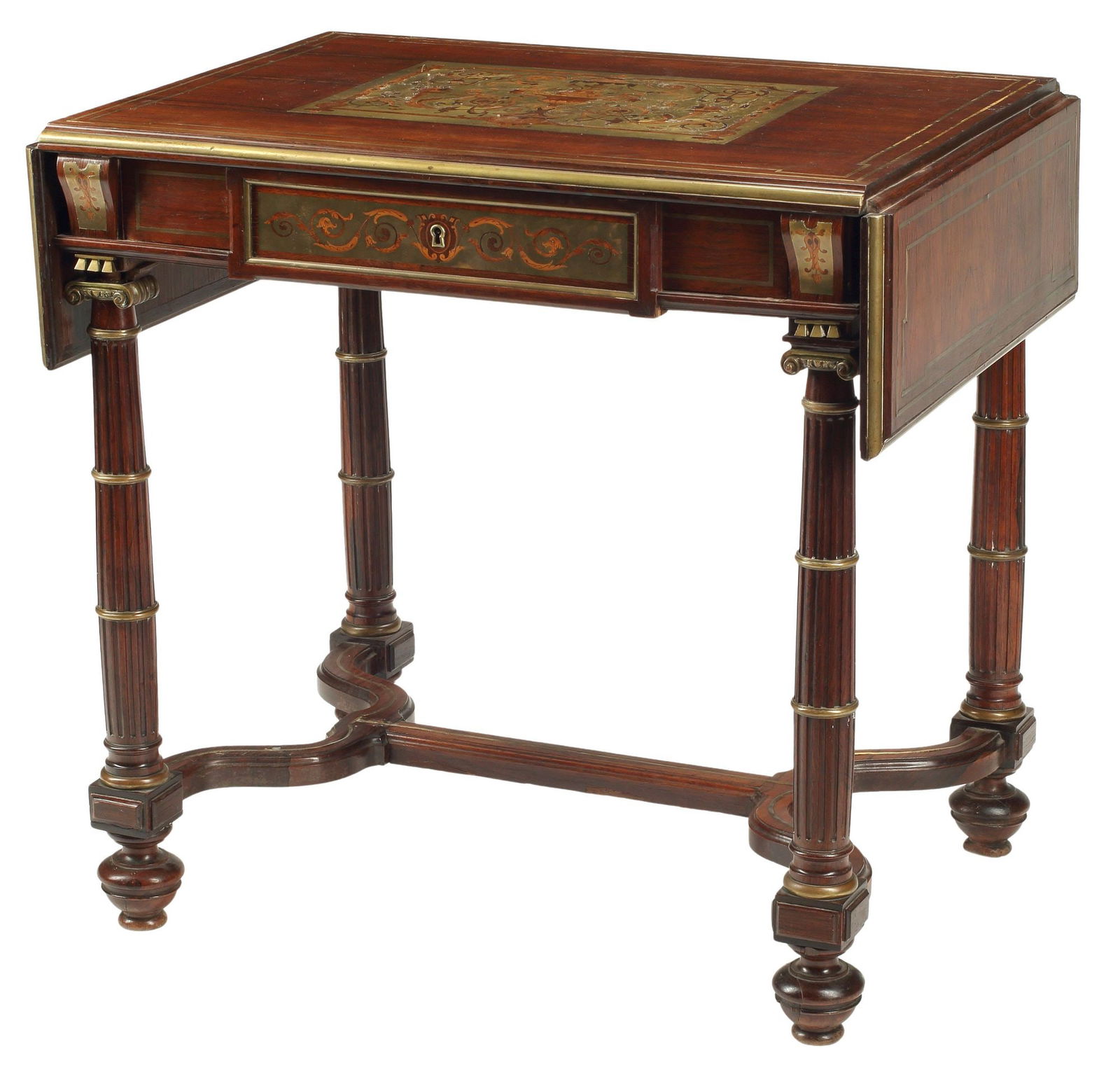 ENGLISH REGENCY BRASS-INLAID ROSEWOOD SOFA TABLE (1 of 6)