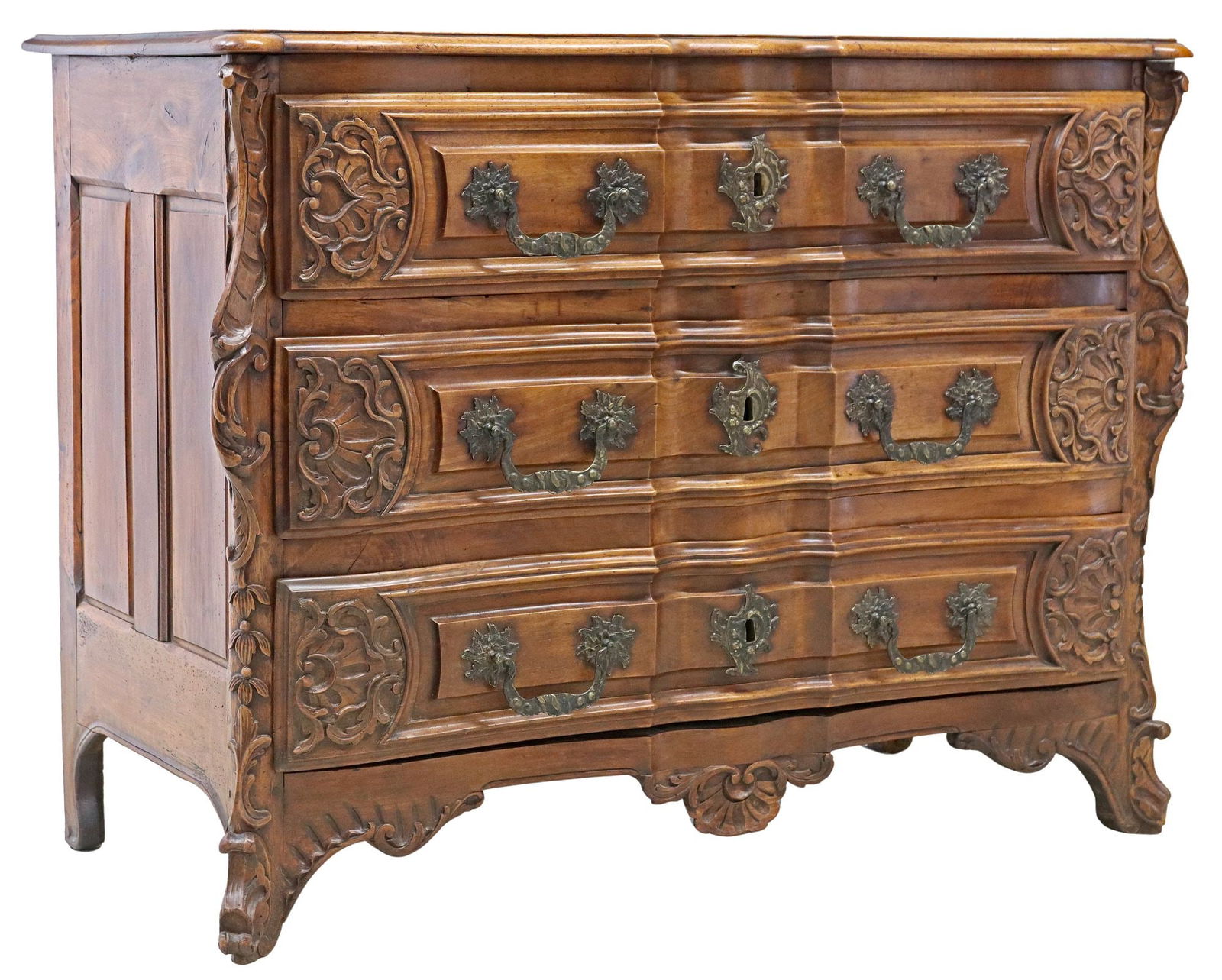 FRENCH PROVINCIAL LOUIS XV STYLE WALNUT COMMODE EN ARBALETE (1 of 7)