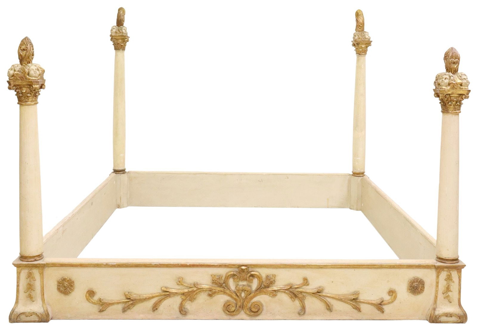 ITALIAN PARCEL GILT & PAINTED FOUR-POST BED (1 of 5)