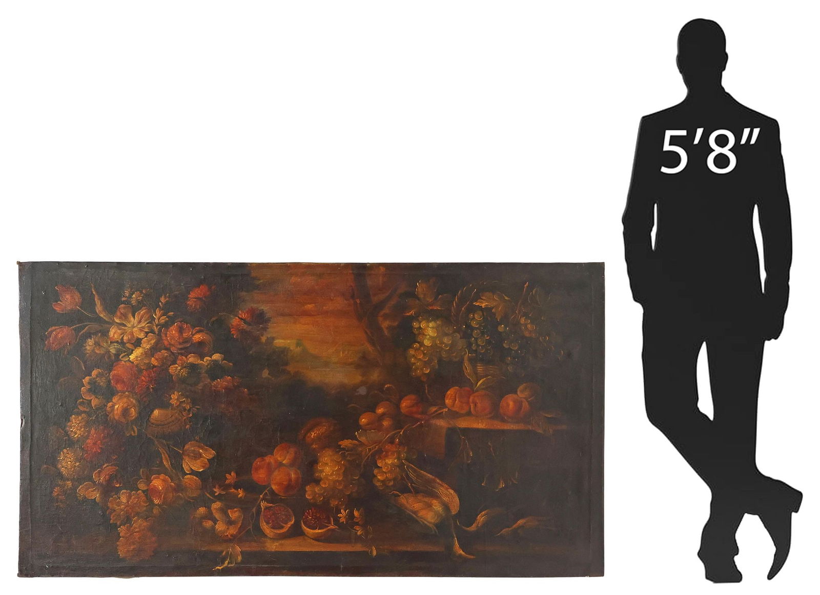 LARGE ITALIAN SCHOOL STILL LIFE PAINTING, 65" X 34.25" (1 of 5)