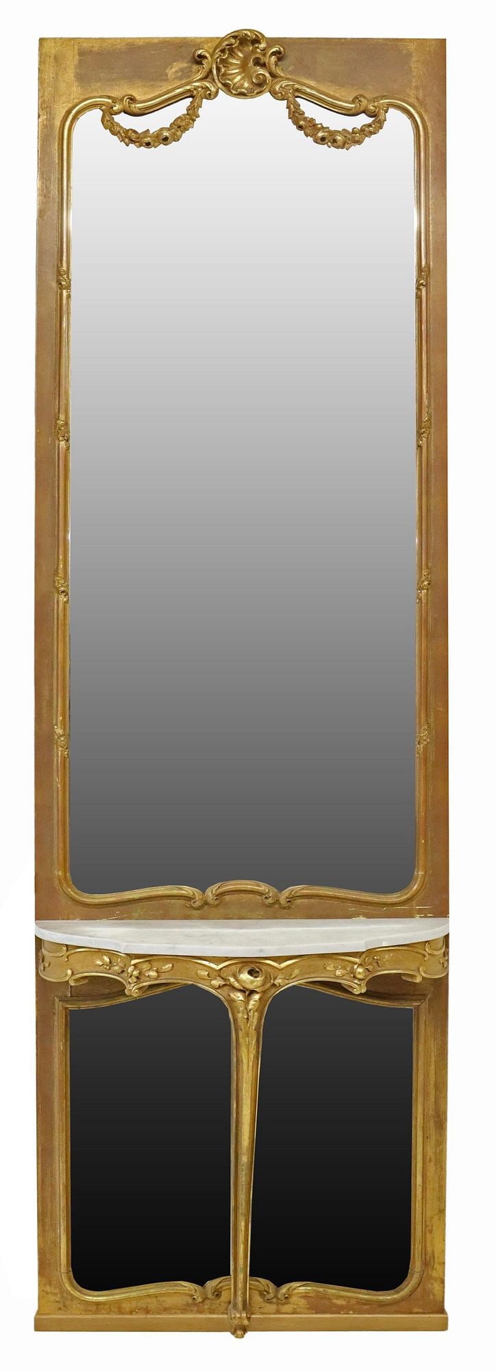 FRENCH LOUIS XV STYLE GILT PIER MIRROR & CONSOLE (1 of 4)