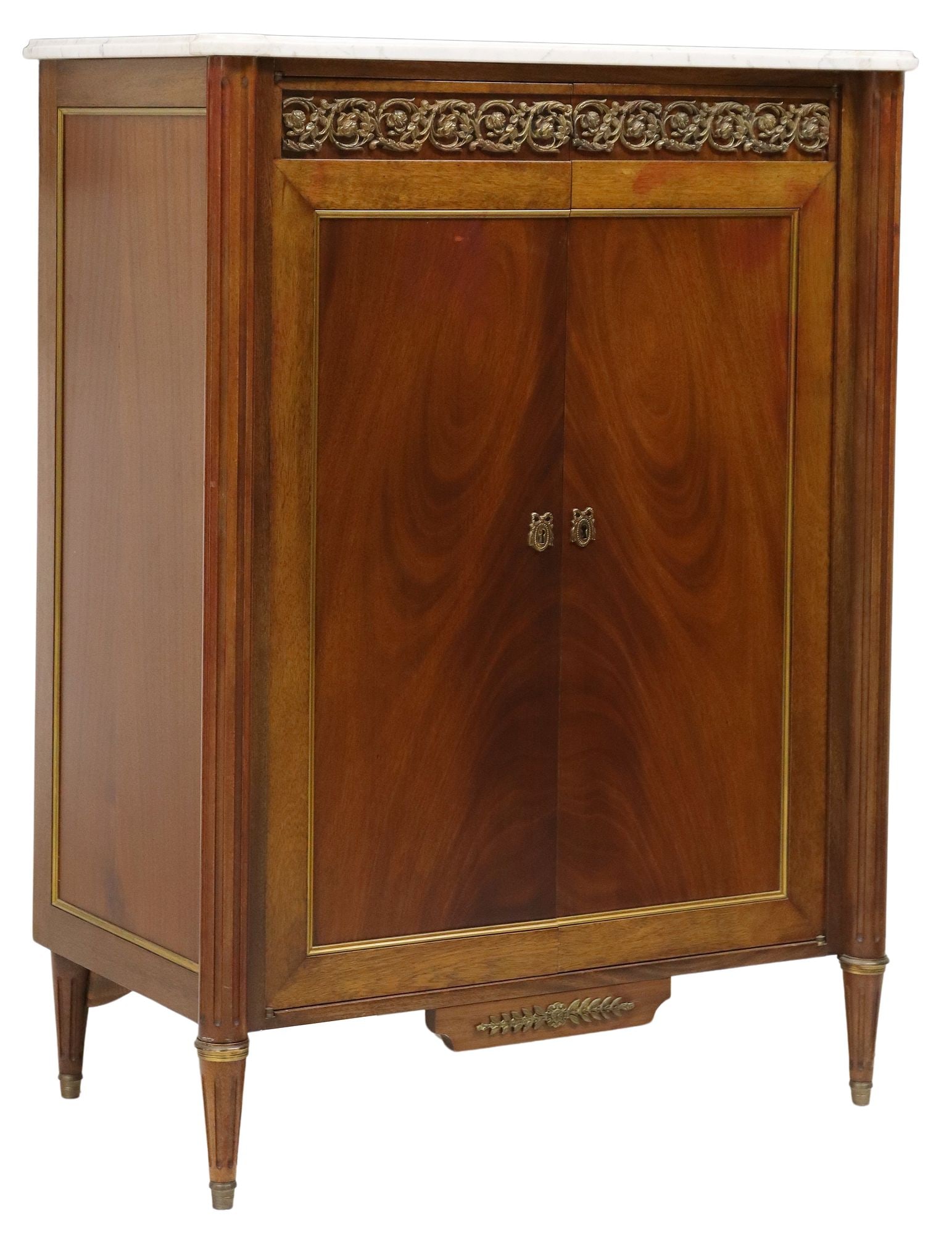 FRENCH LOUIS XVI STYLE MARBLE-TOP MAHOGANY CABINET (1 of 5)