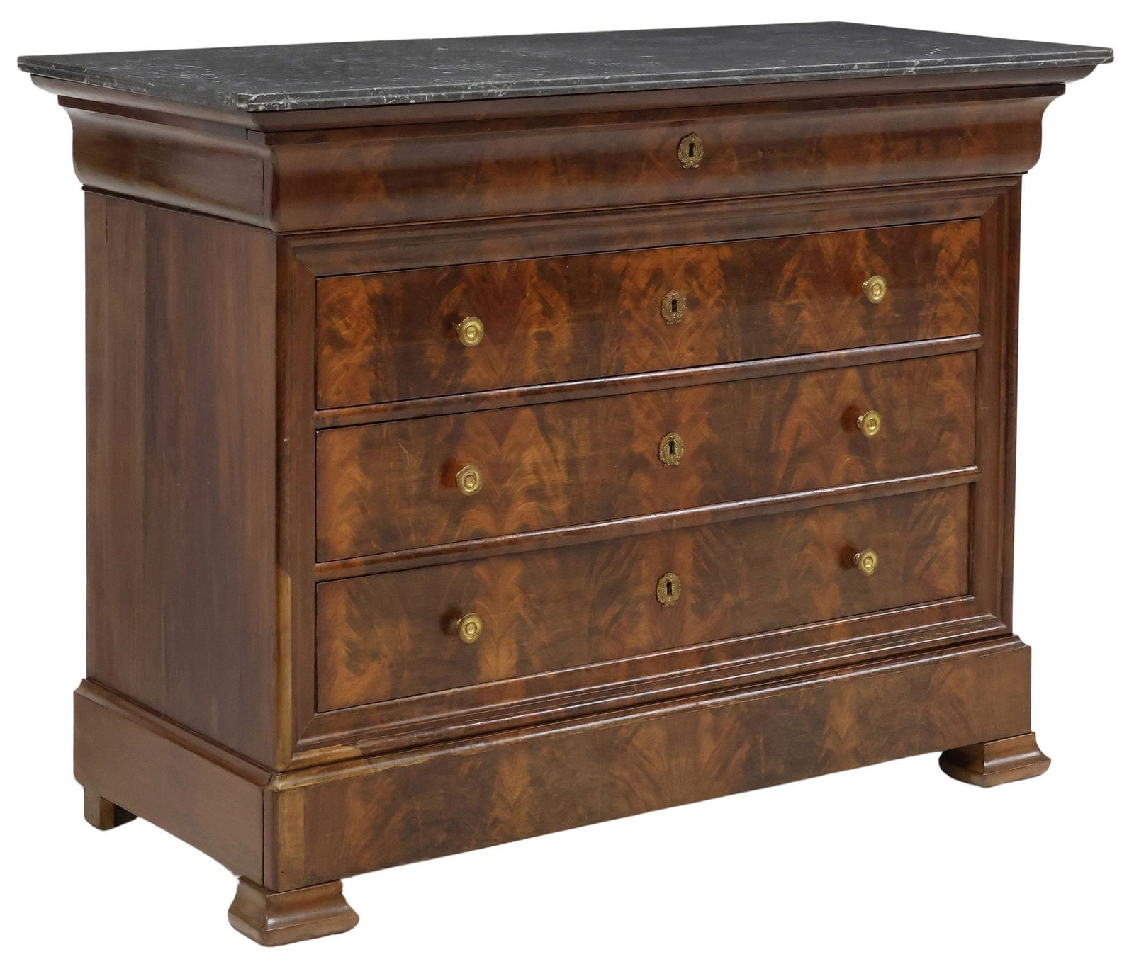 FRENCH LOUIS PHILIPPE MARBLE-TOP MAHOGANY COMMODE (1 of 5)