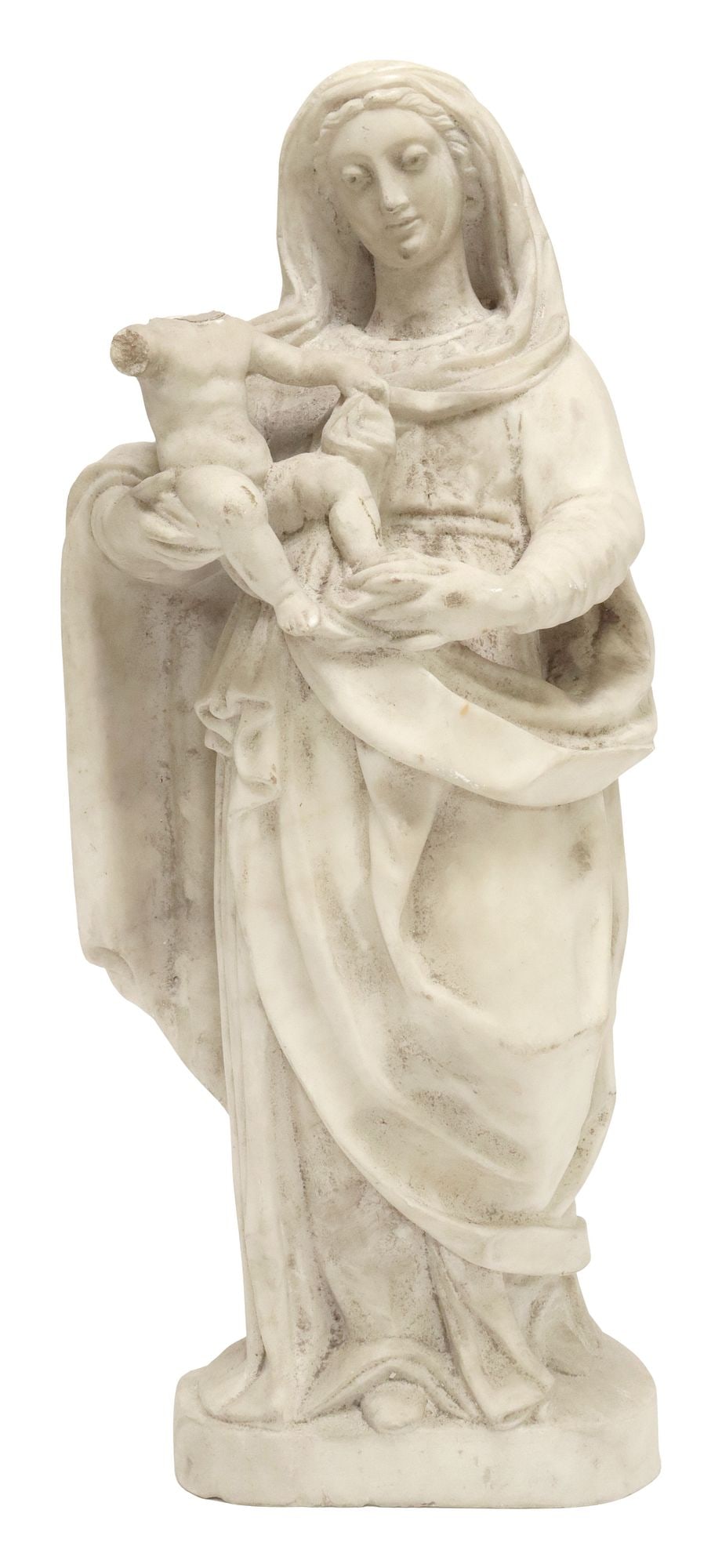 LARGE ITALIAN CARVED MARBLE SCULPTURE MADONNA & CHILD, 24" (1 of 4)