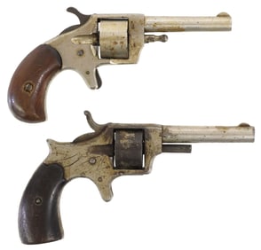 (2) ANTIQUE REVOLVERS, BLUE JACKET & HOOD