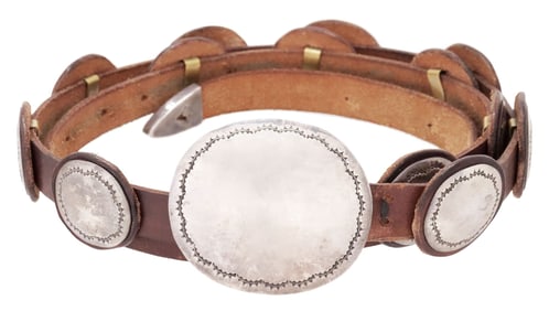HARVEY BEAR TRACK NAVAJO SILVER CONCHO BELT