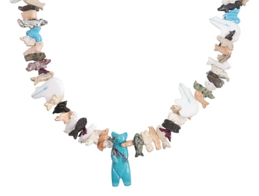 LARGE NATIVE AMERICAN PUEBLO FETISH NECKLACE