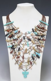 NATIVE AMERICAN PUEBLO MULTI-STRAND FETISH NECKLACE