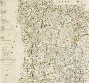 ANTIQUE TOMAS LOPEZ MAP OF CATALONIA SPAIN, 18TH C.
