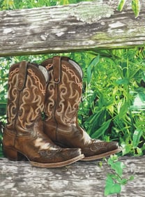 MORGAN PLATT (B.1999) HOUSTON RODEO AWARD-WINNING DRAWING, 'TEXAS BOOTS'