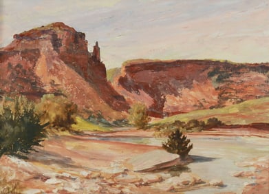 OLIVE VANDRUFF (1908-2003) PAINTING SOUTHWEST CANYON