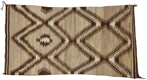 NATIVE AMERICAN NAVAJO NATURAL WOOL 'EYE DAZZLER' RUG, 5'11.5" X 3'3"