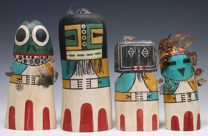 (4) HOPI KATSINA, FROG & PRAIRIE CHICKEN