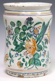 ITALIAN MAJOLICA POLYCHROME PHARMACY JAR / ALBARELLO DATED 1777